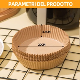 Baking Paper for Hot Air Fryer, Pack of 100 Round Parchment Paper Air Fryer Liners, Disposable Paper for Oven and Air Fryers (7.9 Inches)