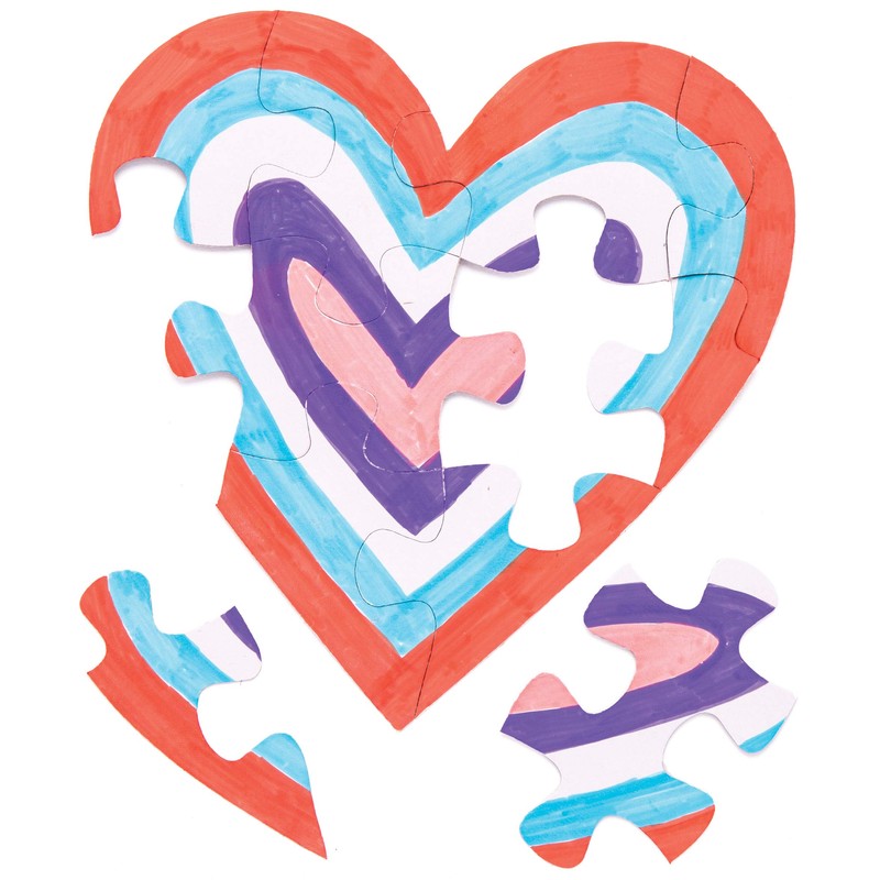 Baker Ross Heart Colouring Puzzles (Pack of 10)