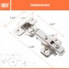 TOUCH FRAMELESS 3/4" Overlay Cabinet Door Hinge Concealed Euro Full