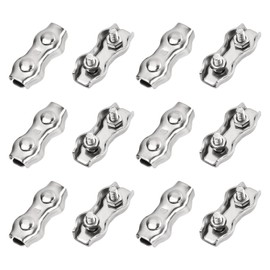 Kioiner 12 Pcs M3 Cable Clamps, 2 Post Cable Clamp Stainless Steel Duplex Cable Clamp for 1/16" - 1/8" Diameter Wire Rope and Cables