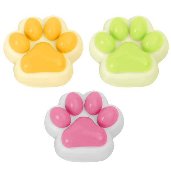 KQOZG Pack of 3 Cat Paw Squishy Stress Relief Fidget