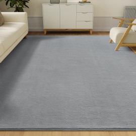 CASTLYE Solid Washable Area Rug - 9x12 Medium Pile Faux Cashmere Carpet for Living Room Bedroom, Grey