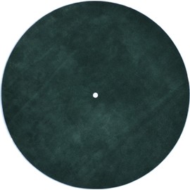 Genuine Leather Turntable Platter Mat - Forest Green Suede