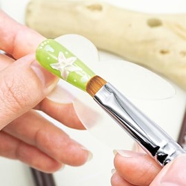 4 cepillos profesionales para uñas francesas de madera roja | Cepillos de limpieza y bolígrafos punteados, puntas de precisión (#10 #12 #14 #16), para