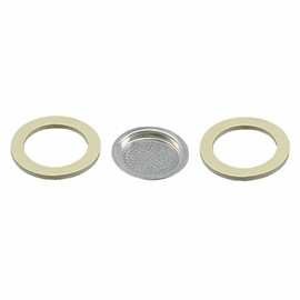 Xtrà 2 Seals + 1 Moka Aluminium Filter 1/2 Cup Compatible with Mokina Bialetti