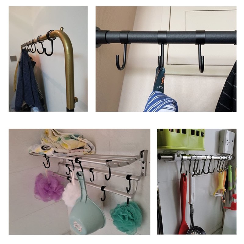 Zerniple Stainless Steel Hook Towel Hanger Black Hook Kitchen Utensil