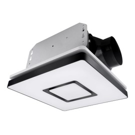 Akicon Bathroom Exhaust Fan with Light, 90 CFM, 1.5 Sones Bath Celing Fan Light Combo, 15W Dimmable 3CCT LED Light with 5W Night Light Ventilation fan for Home, Square, Black