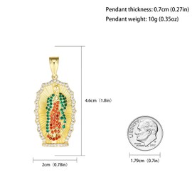 GXLYFG Virgin Mary Necklace For Women Stainless Steel 24k Gold Plated Virgen De Guadalupe Pendant Mexican Jewelry (Gold 278)