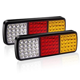 Aoling Truck Tail Lamp, 12 V, Trailer Tail Light, Boat, Universal, Waterproof, Red, White, Yellow, 3 Colors, Rear Brake Lamp, Reverse Light, Turn Signal Lamp, Multi-functional, 75 LED, High