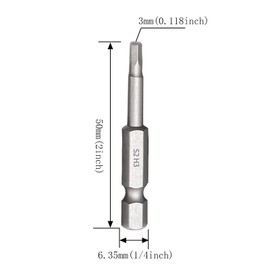 1/4 Inch H3 Hex Shank S2 Steel Magnetic Bits Allen Screwdriver Bit for Electric Manual Screwdriver Drill Impact Drivers 50mm/2 Inch Long (10Pcs)