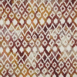 Kt KILOtela - Digitally Printed Half Panama Organic Cotton Canvas Fabric Standard 100 by Oeko-Tex, 100 cm Length x 280 cm Width, Kaily, Ethnic, Diamond - Orange - 1 Metre