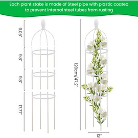 HASTHIP® Soporte de Plantas Trepadoras de Jardín 120CM - Enrejado Obelisco Ajustable Plástico para Plantas Trepadoras,Rosas,Clemátides Tomates e Hiedra - Decorativo y Resistente para