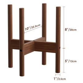 ALIGADO Bamboo Plant Stand Indoor, for Up to 10 Inch Pots, Built to Fit Corners, Sturdy & Stable Design, Walnut Finish