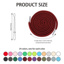 Sxutop 24 Pezzi Cordoncino Pantaloni Tuta 130 cm Cordoncini di Ricambio Universali Cordino per Coulisse Pantaloni Cordoncino con Coulisse per Felpa con Cappuccio Pantaloni da Jogging (24 Colori)