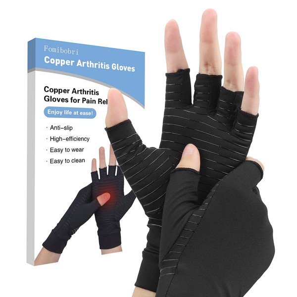 Compression Gloves, Copper Arthritis Gloves Can Relieve Joint Pain, Rheumatoid Arthritis, Swelling and Fatigue Symptoms, Hand Orthosis Support for Women and Men (L)