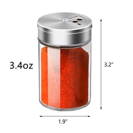 4pcs Salt and Pepper Shakers Set 3oz Glass Seasoning Containers with Adjustable Pour Holes for Table Salt Spice Dispenser