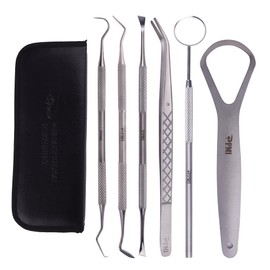 Dental Tools Kit for Teeth Cleaning, Plaque Remover, Metal Stainless Steel Professional Dental Pick, Oral Care Dental Hygiene, Tooth Scraper with Case