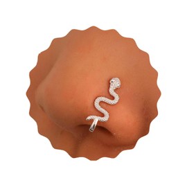 Crymystal Vintage Snake Nose Ring Gold Fake Compartment Nose Ring Nail U-shaped Clip Nose Nail Bendable Nose Ring Personality Nose Ring Jewellery for Women and Girls Gifts, Zinc alloy