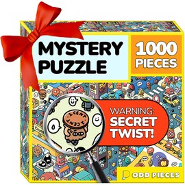 Odd Pieces Jigsaw Puzzles 1000 Pieces with Storytelling Comics, for Women, White Elephant, Mystery Puzzle for Adults & Kids - 19.7'' x 27.6'' Frameable Magic Puzzle Art (Turbo 3000)