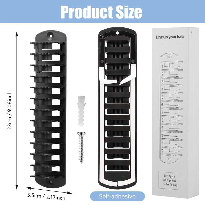 Hat Organizer for Baseball Caps, 2 Pack Hat Rack for