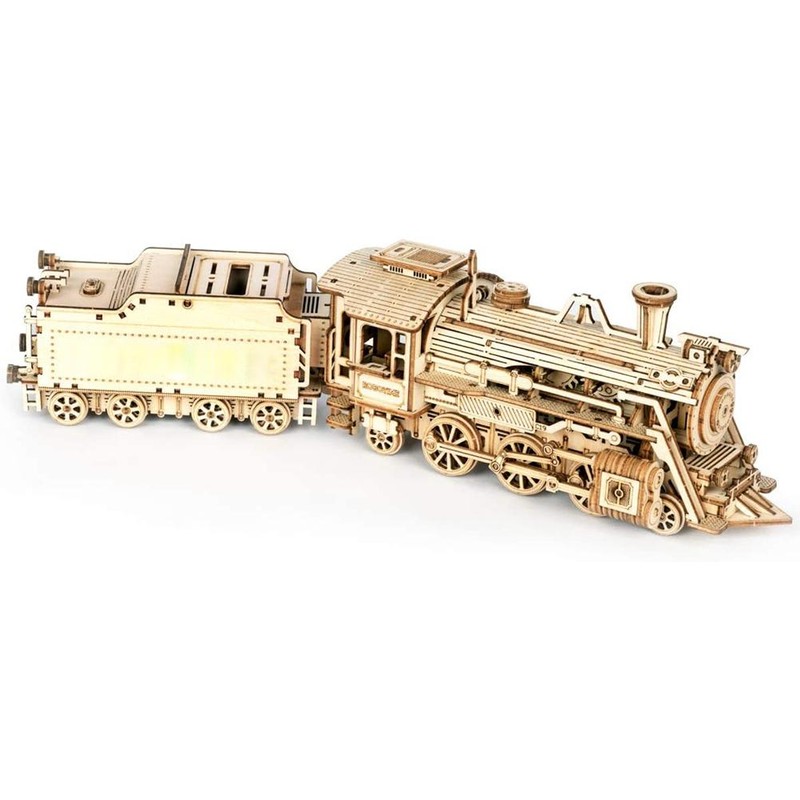 DIY Steam Train Model Vehicle 3D Wooden Puzzles Assembly Toys