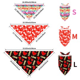 JpGdn 10PCS Valentines Day Dog Bandanas with Heart Lip Rose Love Print for Small XS Breed Dog Triangle Bibs Scarves for Boys and Girls Holiday Grooming Accessories