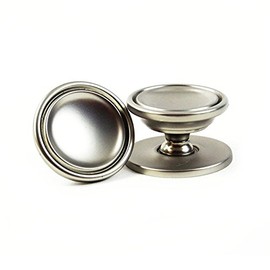 HardwareDirect Small Round Matt Satin Nickel Kitchen Bathroom Cabinet Drawer Door Pull Knob Handle with Backplate in Solid Zinc Material (Single)