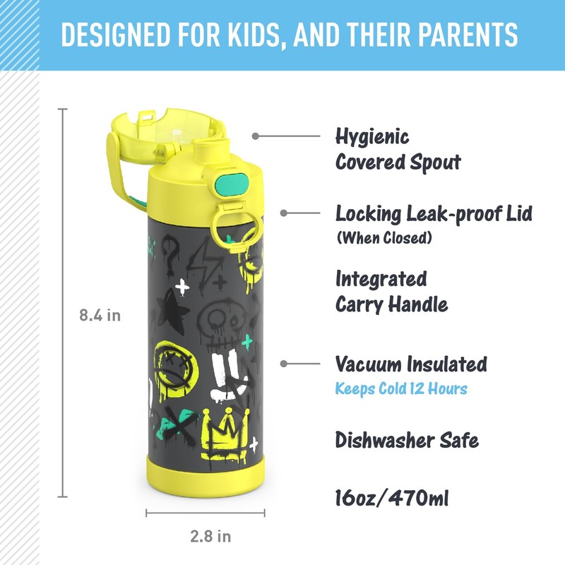 THERMOS FUNTAINER 16 Ounce Stainless Steel Vacuum Insulated Bottle with