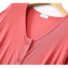 Dreamskull Women's Nightshirt Short Sleeve Nightdresses Button Down Sleepwear V-Neck Nightgown Casual Pajama Dress Plus Size Watermelon Red