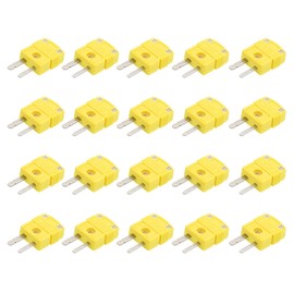 sourcing map K Type Thermocouple Wire Connectors Male Plug Adapter High Temperature 220°C(428°F) for Thermocouple Sensor Probe Yellow 20pcs
