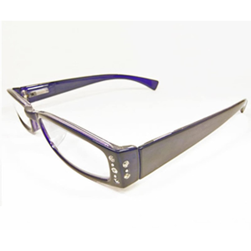 [Bayline] ベイライン リーディンググラス（老眼鏡） ラインストーンスクエア系クリアカラー208D(パープル, 1.5)／プラスチックケース