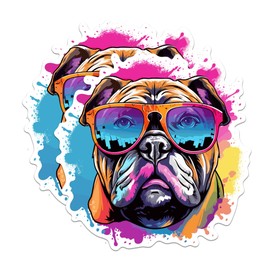 (2 Pack) Bulldog Dog Stickers - Bulldog with Sunglasses - Choose FromOver 100 Dog Breeds - 5 Inches On Longest Side - Premium Vinyl - Made in USA - BMCS0326