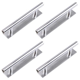 MOROBOR Self-Stick Push Pull Helper, 4pcs Silver Plastic Convenient Opening Stick-on Handles with Plate for Kitchen Cabinet Window Sliding Closet Door Wardrobe
