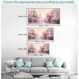 Wall Art Paris Decor Paintings Modern Artwork Couple Room Wall Decor Landscape Wall Art Canvas Painting for Living Room Bedroom Office Large Decor 24"x48" with Framed