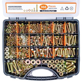 Metric Bolt Assortment, 966PCS High-Strength Grade 8.8 M4 M5 M6 M8 Bolts and Nuts Kit wiith Organized Storage Case, 12-30mm, for Auto, Construction & DIY Projects
