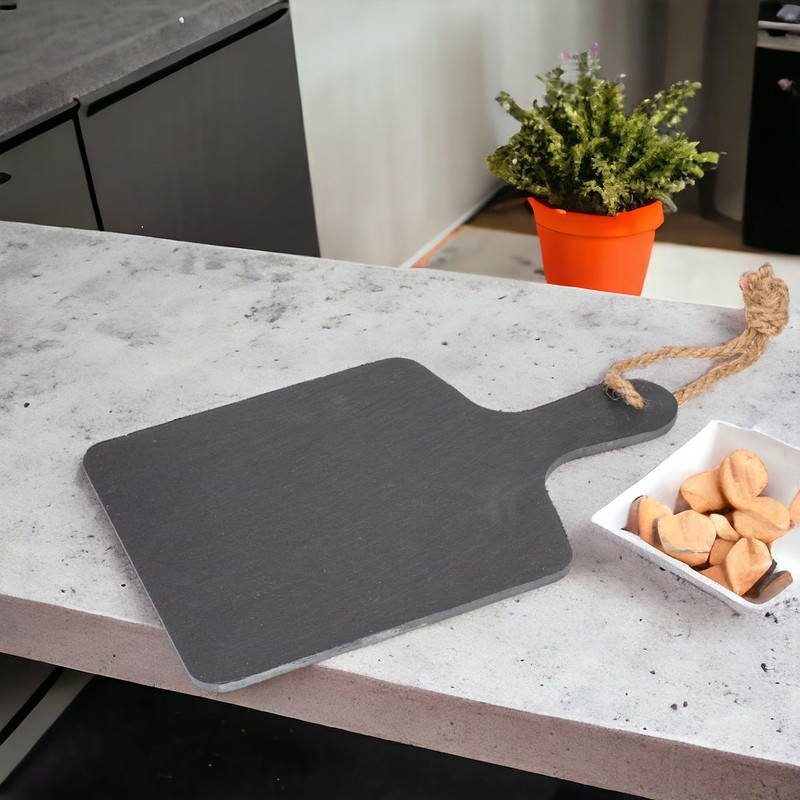 MIJOMA Elegant slate plate with handle and jute ribbon, including