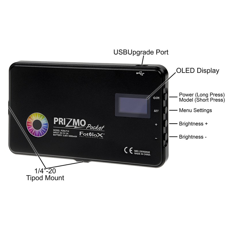 Fotodiox Pro Prizmo Pocket RGBW+T LED Light - Multi Color,