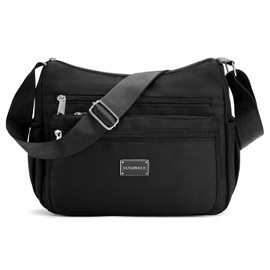 RNIEGA Crossbody Shoulder Bag for Women Handbag Purse, Large Nylon Tote with Adjustable Strap, Multi-Pocket Organizer for Work Travel Gym Daily Essentials