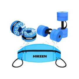 Hikeen 6-Piece Water Aerobics Pool Exercise Equipment, Aqua Aerobics Equipment Set,Includes High Density Water Dumbbell Aqua Belt and Ankle Weights for Aquatic Therapy,Pool Fitness