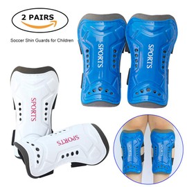 Wrzbest Soccer Football Long Sleeve Socks and Shin Guards for 3-13 Old Kids,Youth - 2 pair Knee High Socks and Shin Guards with 1 Professional Referee Whistle