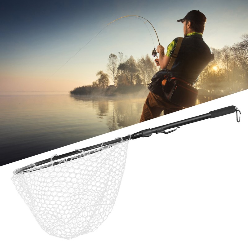 Fishing Landing Net Quick Folding Aluminium Alloy Rod Handheld Portable