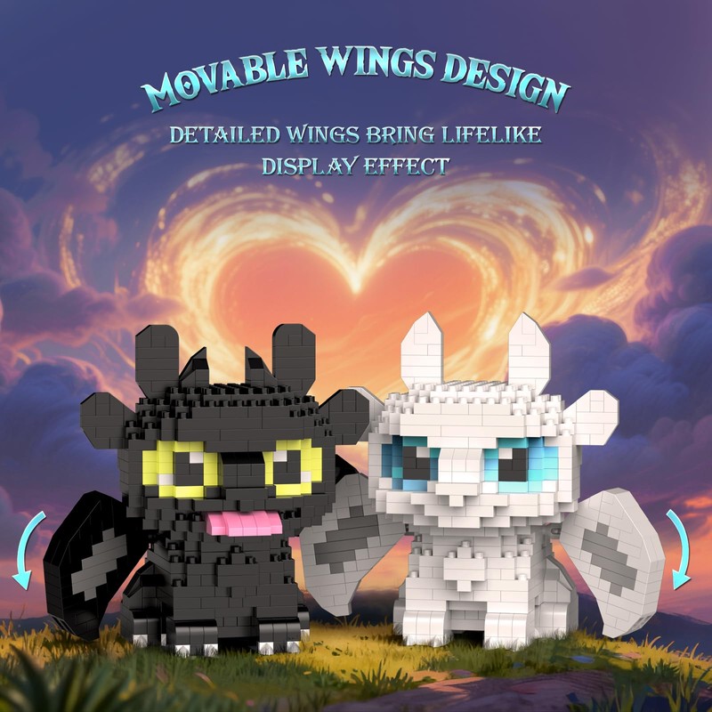 IBLOTIME Micro Dragon Building Set, Black & White Dragons, 1158