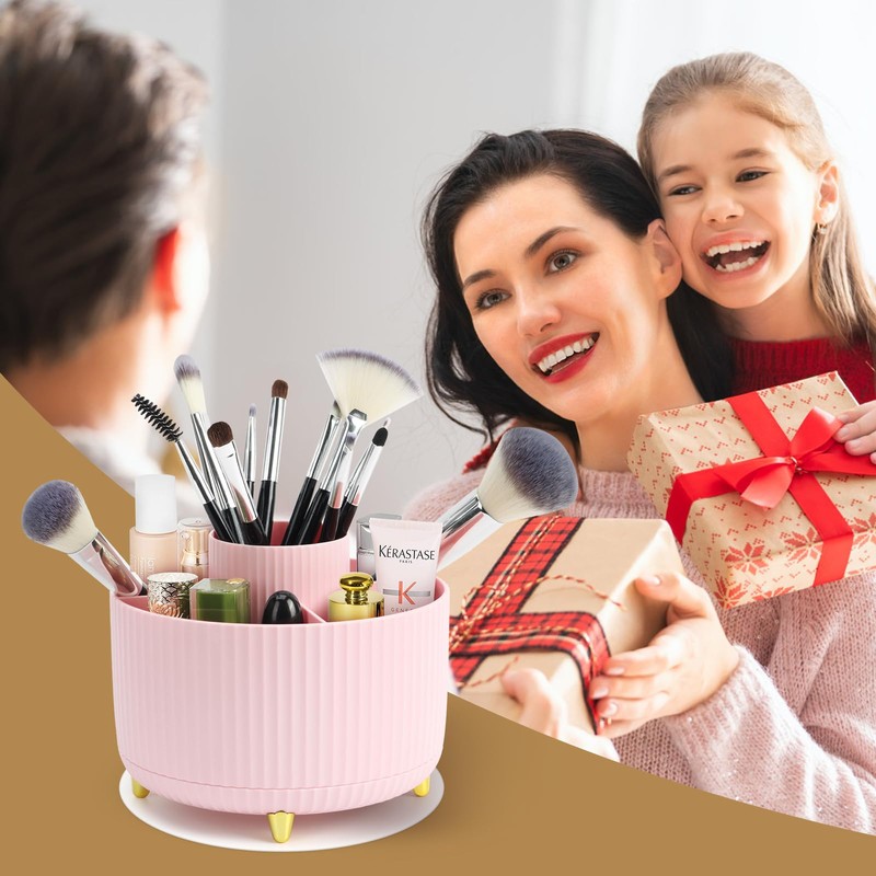 Top-spring 360° Rotating Makeup Organiser, Spinning Makeup Brush Holder with