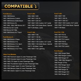 E8TZ1522810A E9TZ1522800A Front Left & Right Door Hinge Upper Lower Set for 1980-1996 Ford Bronco F150 F250 F350 Ranger Fairmont LTD Thunderbird Marquis Cougar/Lincoln Zephyr Replace# 925066, 925068