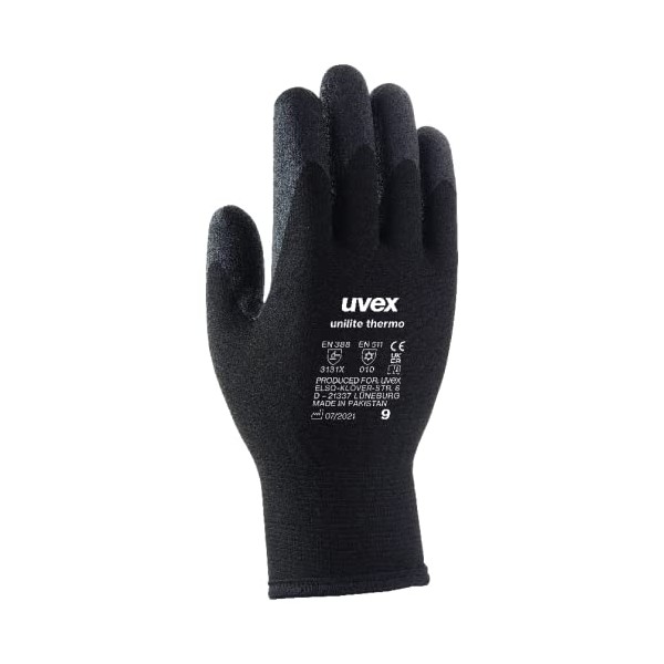 Uvex 60593 9 Unilite Thermo Safety Glove, Size: 9, Black