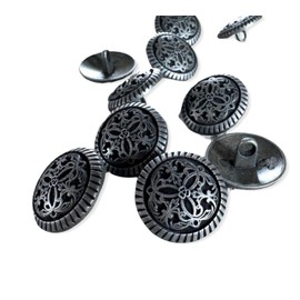 Pack of 10 Silver Matt Black Metal Buttons Elegant Pattern Eyelet Buttons 12 mm, 18 mm or 20 mm Made in Germany (20 mm)