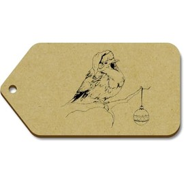Azeeda 10 x Large 'Robin with Bauble' Wooden Gift Tags (TG00012707)