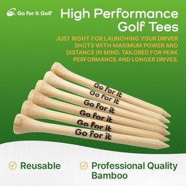 Golf Tees Golf Tees Made from Premium Bamboo for Strength, Low Friction & Resistance Golfing | Available in 2-3/4" (2.75") & 3-1/4" (3.25 Inches) in Both 80 Packs