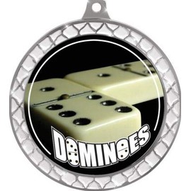 Dominoes White Trellis Medal Silver, 2.5" Dominoe Games Prizes, Kids Dominoes Trophy Medal Awards 1 Pack Prime