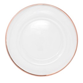 Ms Lovely Clear Glass Charger 13 Inch Dinner Plate With Metallic Rim 0.5 CM - Set of 4 - Rose Gold
